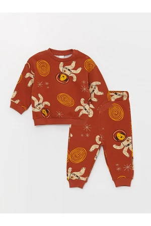 LC Waikiki Baby Boy Sweatshirts And Sweatpants With Crew Neck Printed.