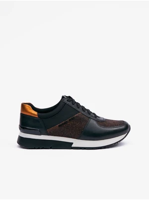 Black Women's Sneakers with Leather Details Michael Kors Allie Train - Women