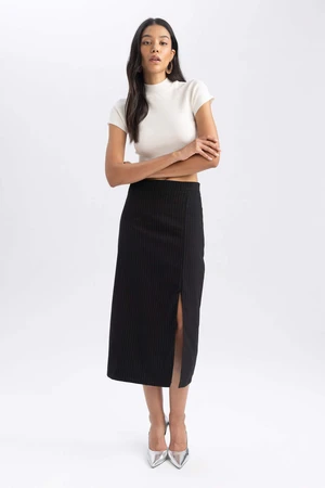 DEFACTO Striped Striped Half Lining Normal Waist Midi Skirt