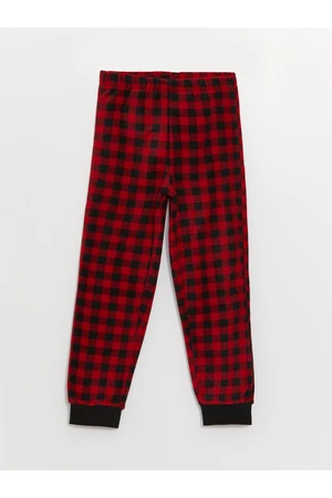 LC Waikiki Boys' Pajamas Bottom with Elastic Waist Plaid Fleece