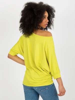 Lime Women's Bat Blouse on One Shoulder