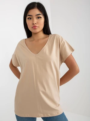 Beige women's basic T-shirt by Emory