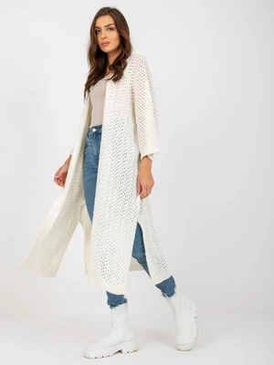 Ecru long openwork cardigan with wide sleeves OCH BELLA