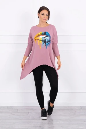 Oversize rainbow lip blouse dark pink