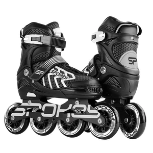 Spokey KHAN Inline korčule, čierno-biele, ABEC7 Carbon, veľ. 31-34