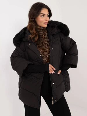 Black winter jacket with detachable fur