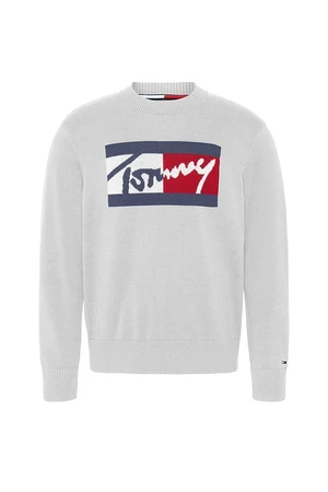 Tommy Jeans Sveter - TJM BRANDED SWEATER sivý