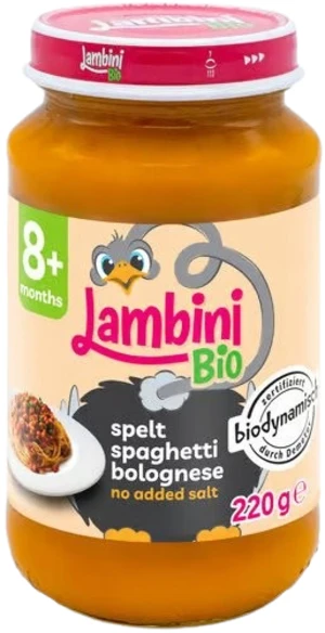 LAMBINI BIO Demeter příkrm špaldové špagety Bolognese 220 g