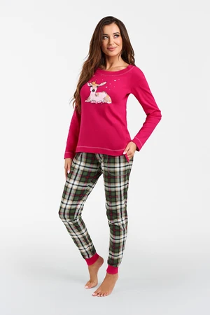 Women's pyjamas Zonda, long sleeves, long legs - amaranth/print