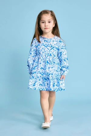 DEFACTO Baby Girl Floral Long Sleeve Seersucker Textured Dress