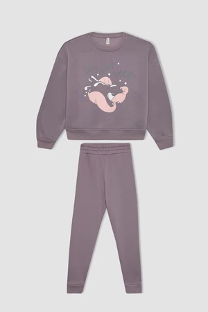 DEFACTO Girl's Printed Long Sleeve Pajama Set