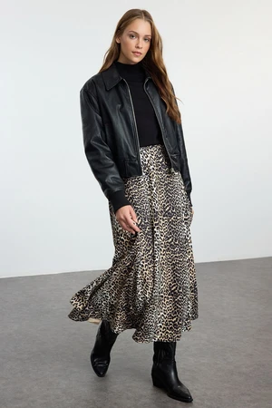 Trendyol Brown Leopard Patterned Woven Skirt