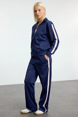 Trendyol Navy Blue Contrast Detailed Regular/Normal Fit Normal Waist Knitted Tracksuit Set