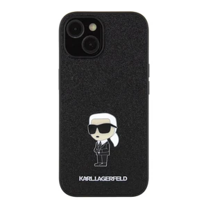 Zadní kryt Karl Lagerfeld Fixed Glitter Metal Ikonik pro Apple iPhone 15, černá