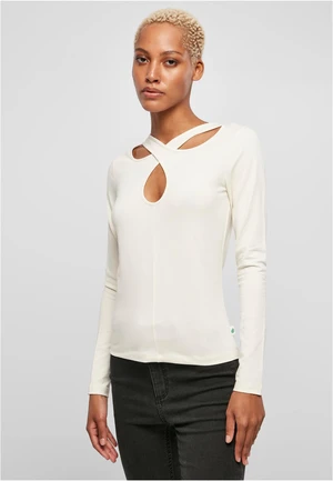 Ladies Crossed Cut Out Longsleeve whitesand