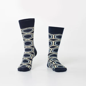 Men's socks with a navy blue pattern