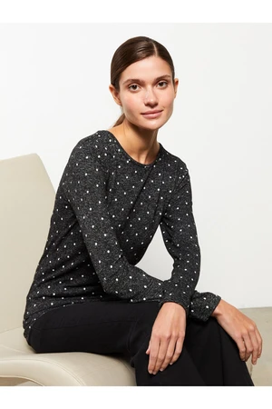 LC Waikiki Crew Neck Polka Dot Long Sleeve Women's T-Shirt