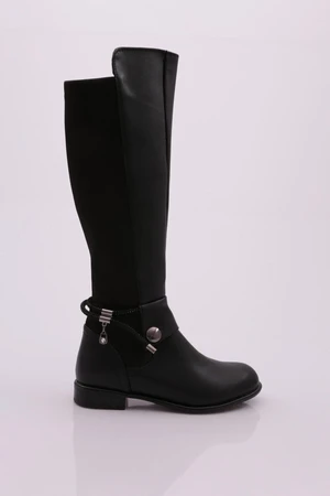 DGN 505-22k Women's Back Stretchy In other words, Zipper Knee High Flats Boots.