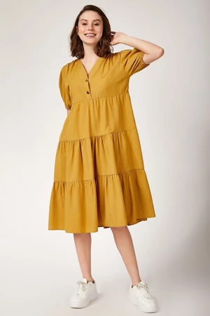 Bigdart 1937 Watermelon Dress in Layers with Sleeves - Mustard