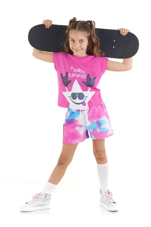 Dievčenská súprava trička a šortiek s hviezdnym batikovaním
