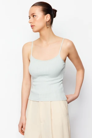 Trendyol Mint Ribbed Knitted Basic Knitwear Blouse