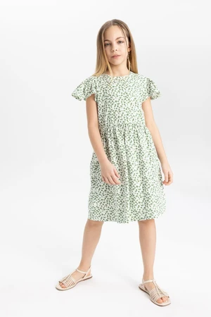 DEFACTO Girl's Patterned Short Sleeve Dress