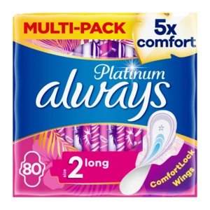 ALWAYS Platinum Super (veľkosť 2) Hygienické vložky s krídelkami 80 ks