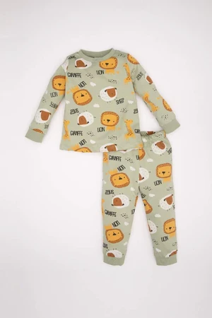 DEFACTO Baby Boy Safari Patterned Long Sleeve Cotton Pajama Set