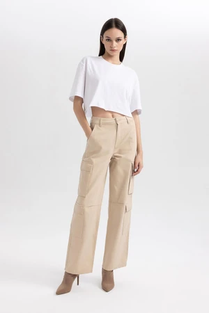 DEFACTO Cool Straight Fit Cargo Gabardine Trousers