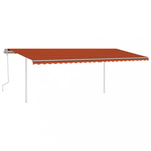 Ručně zatahovací markýza se sloupky 350x250 cm Dekorhome Hnědá / oranžová