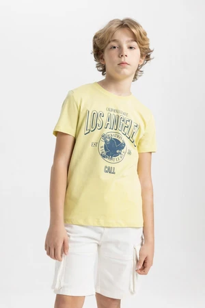 DEFACTO Boy&#39;s Crew Neck Printed Short Sleeve T-Shirt