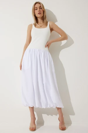 Happiness İstanbul Women's White Balloon Midi Dress