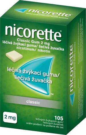 NICORETTE ® Classic Gum 2 mg, liečivé žuvačky 105 ks