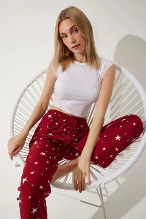 Happiness İstanbul Women's Vibrant Red Patterned Soft Textured Knitted Pajamas