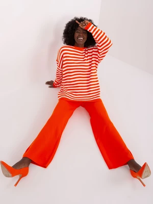 Orange and ecru set with wide legs