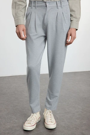 Trendyol Gray Carrot Cut Knitted Comfortable Flexible Trousers