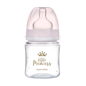 CANPOL BABIES Dojčenská antikoliková fľaša široká EasyStart ROYAL BABY ružová 120 ml