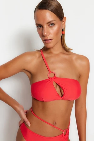 Trendyol Red One-Shoulder Cut Out/Windowed Bikini Top