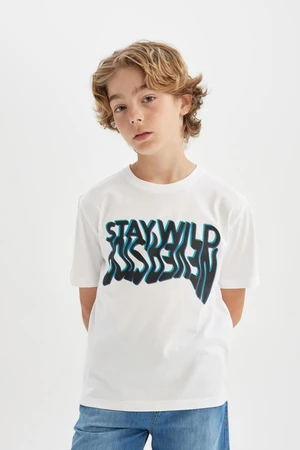 DEFACTO Boy's Crew Neck Printed Short Sleeve T-Shirt