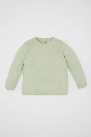 DEFACTO Baby Girl Mint Crew Neck Basic Plain Knit Sweater