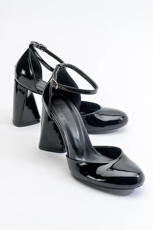 LuviShoes Oslo Black Patent Leather Women's Heeled Shoes