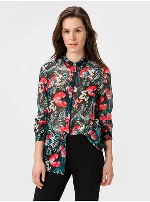 Women's Black Floral Shirt Guess Clouis - Women