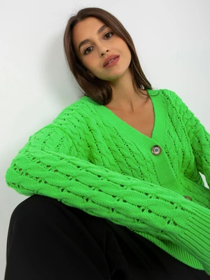 RUE PARIS fluo green openwork cardigan with braids