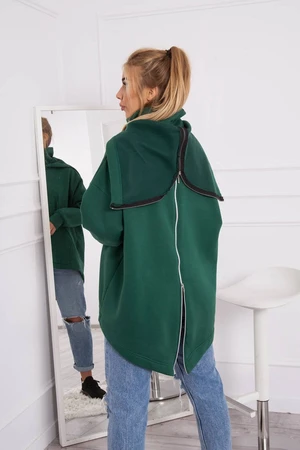 Insulated sweatshirt with back zip dark green