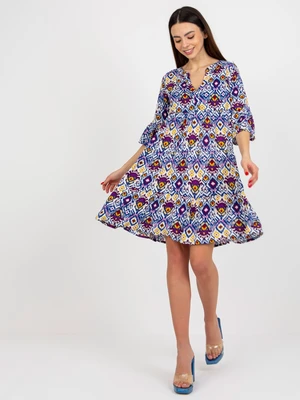 Purple dress with a loose pattern with a ruffle SUBLEVEL