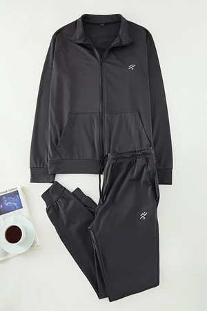 Trendyol Dark Gray-Black Regular/Normal Cut Sports Tracksuit