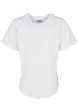 Long Shaped Turnup Tee T-Shirt for Boys - White