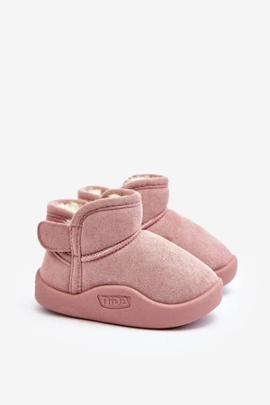 Pink Benigna children's snow boots lined with fur