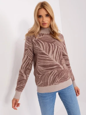 Brown women's turtleneck with patterns