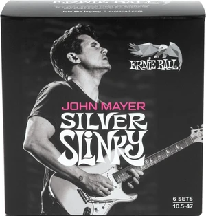 Ernie Ball John Mayer Silver Slinky Nickel Wound Electric Guitar Strings 6 Pack Corde Chitarra Elettrica